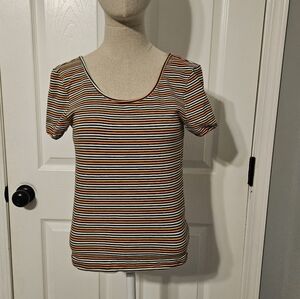 BONGO Multicolor Striped Short Sleeve Tee